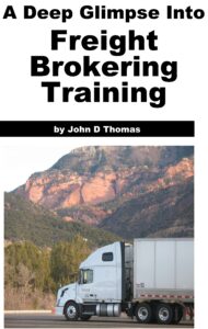 Freight brokering training book cover with truck.